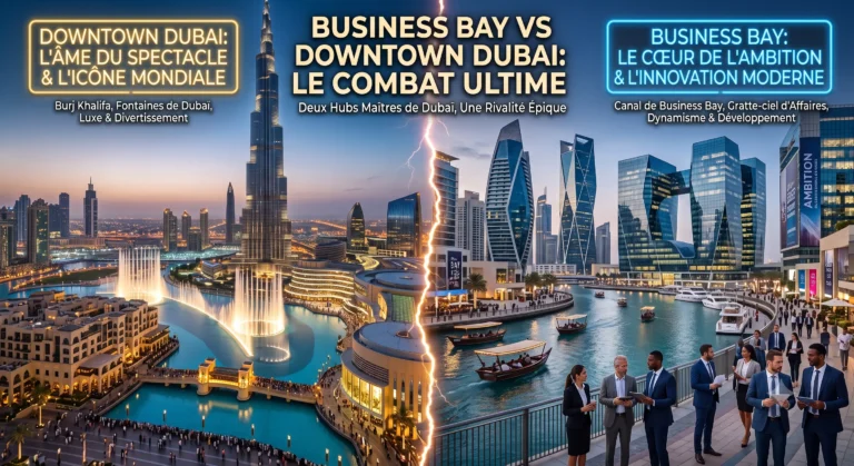 Comparaison Business Bay vs Downtown Dubai - rendements locatifs et investissement immobilier à Dubaï 2025