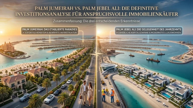 Palm Jumeirah vs Palm Jebel Ali Vergleich - Immobilieninvestition Dubai 2026